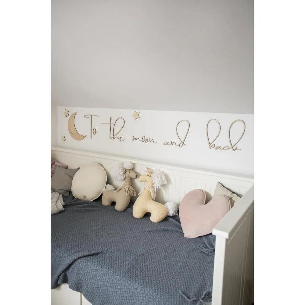 Tablero de madera para pared: A la luna y de regreso - 120 cm x 40 cm - Decoración de pared - Recortar ahora