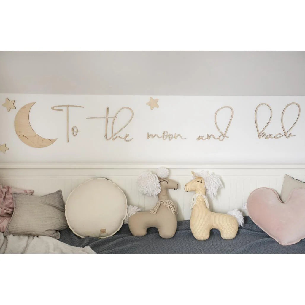 Houten wandbord: Naar de maan en terug - 120cmx40cm - Wanddecoratie - Cut It Now