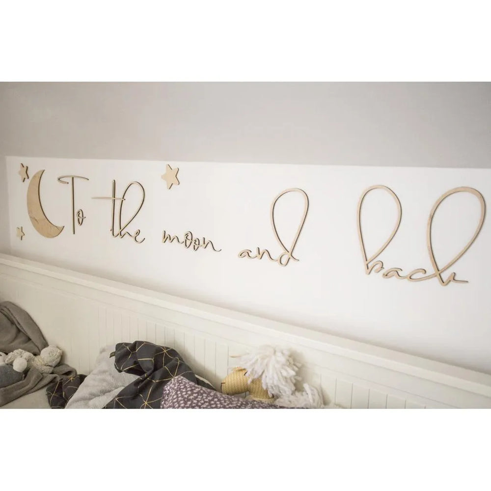 Tablero de madera para pared: A la luna y de regreso - 120 cm x 40 cm - Decoración de pared - Recortar ahora