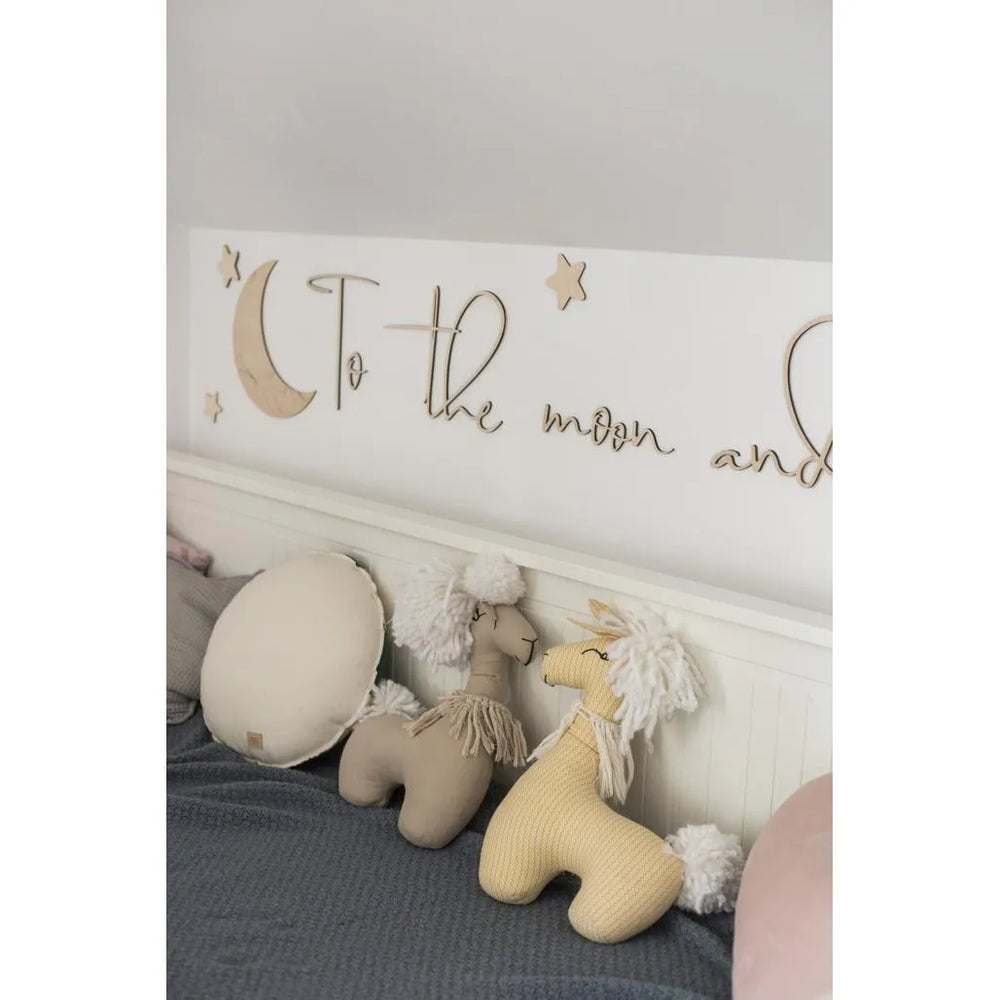 Tablero de madera para pared: A la luna y de regreso - 120 cm x 40 cm - Decoración de pared - Recortar ahora