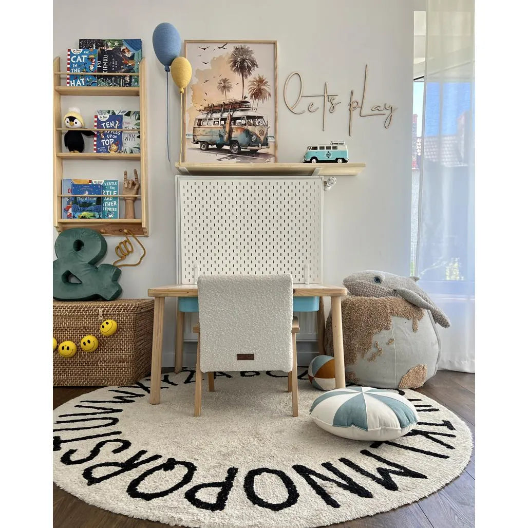 Tablero de madera para pared: Let's Play - 63 cm x 40 cm - Decoración de pared - Recortar ahora