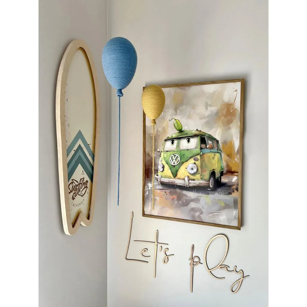 Tablero de madera para pared: Let's Play - 63 cm x 40 cm - Decoración de pared - Recortar ahora