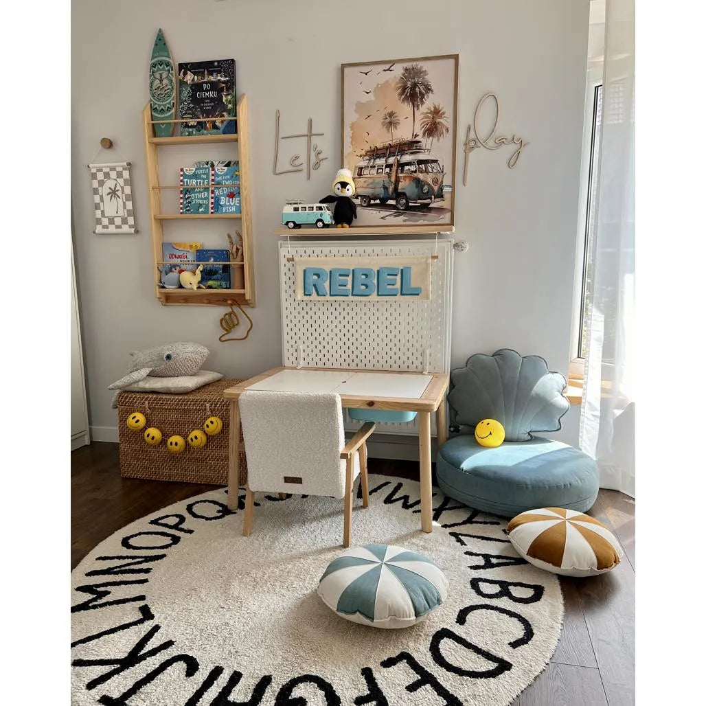 Tablero de madera para pared: Let's Play - 63 cm x 40 cm - Decoración de pared - Recortar ahora