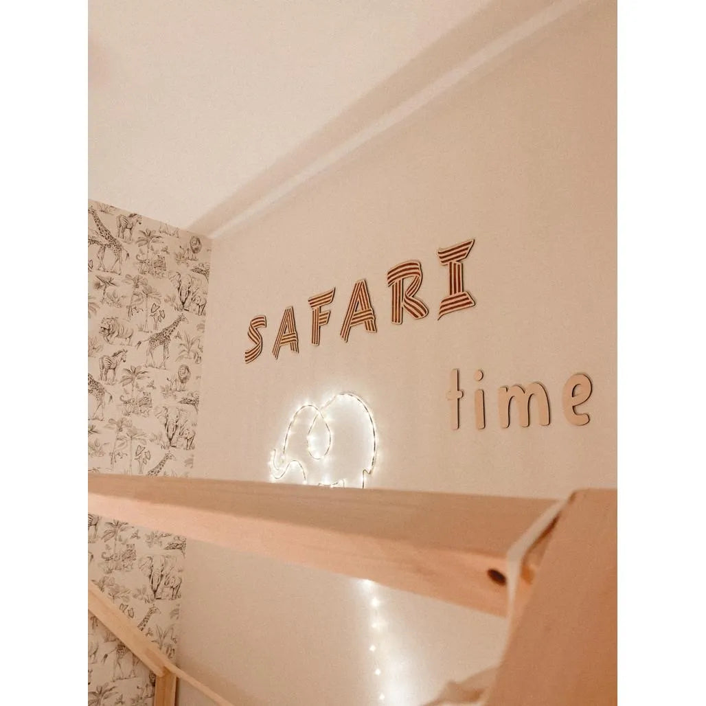 Tablero de madera para pared - Safari Time - 125 cm x 19 cm - Decoración de pared - Recortar ahora