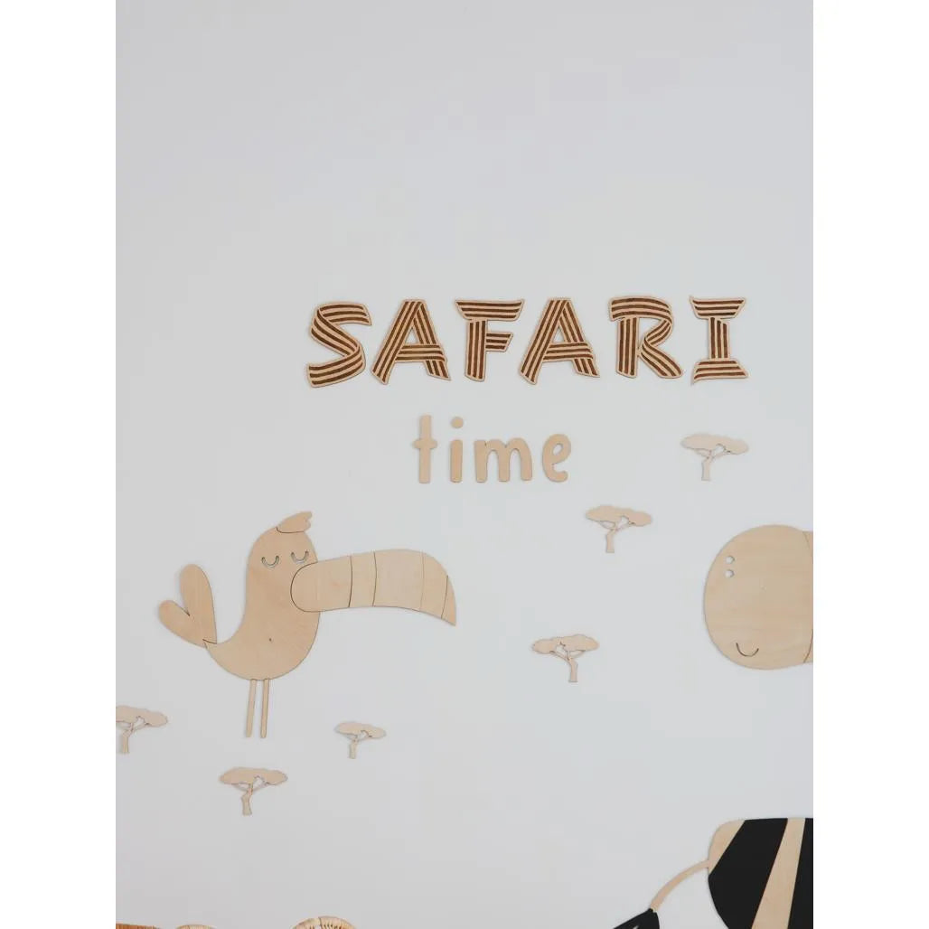 Tablero de madera para pared - Safari Time - 125 cm x 19 cm - Decoración de pared - Recortar ahora
