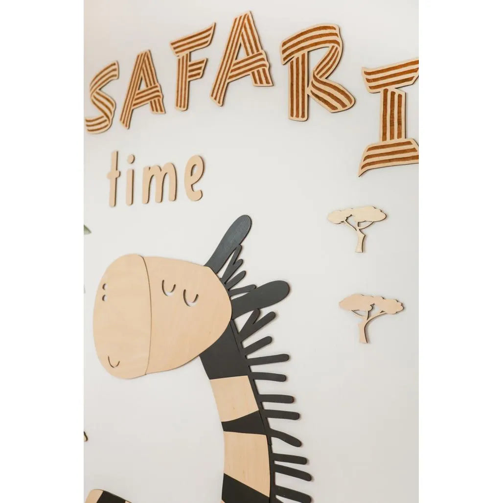 Tablero de madera para pared - Safari Time - 125 cm x 19 cm - Decoración de pared - Recortar ahora
