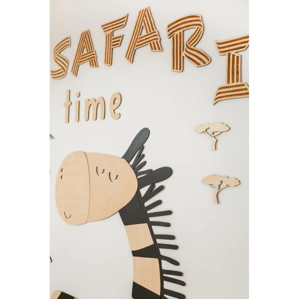 Tablero de madera para pared - Safari Time - 125 cm x 19 cm - Decoración de pared - Recortar ahora