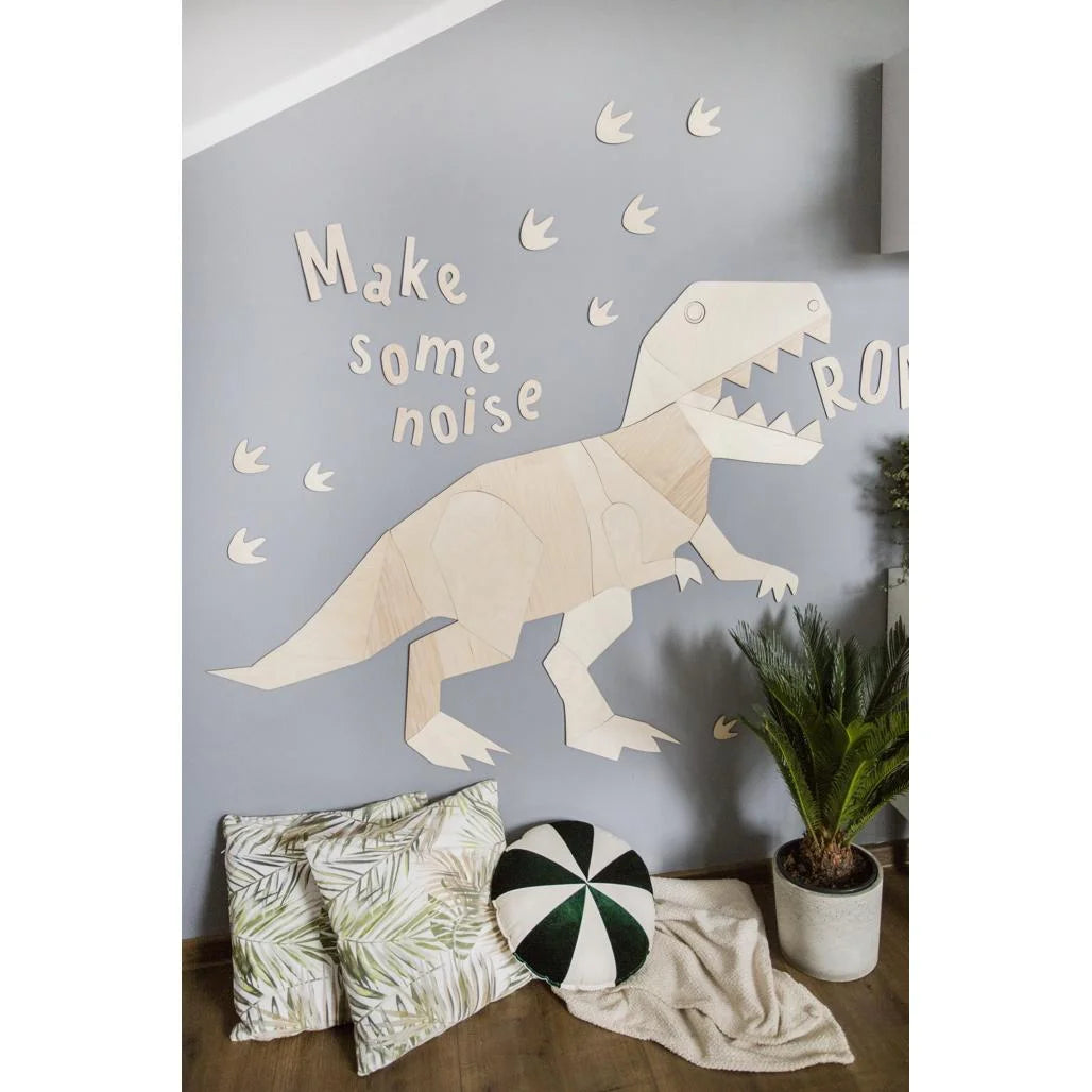 Puinen Seinätaulu: Pidä Meteliä Roarr - 140cmx15cm - Seinäkoriste - Cut It Now