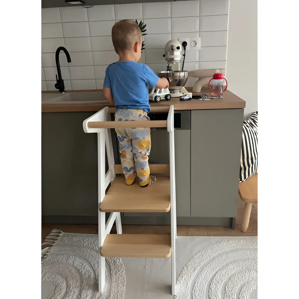 Drevený Kuchynský Pomocník v Prírodno-bielej Farbe - Kidozia