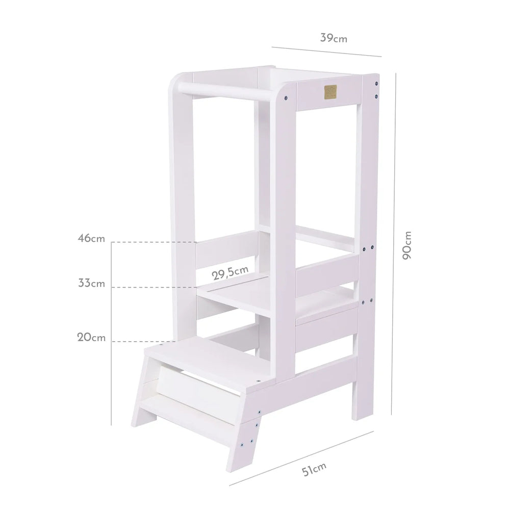 Drevený Kuchynský Pomocník Učebná Veža Biela Veže Meowbaby