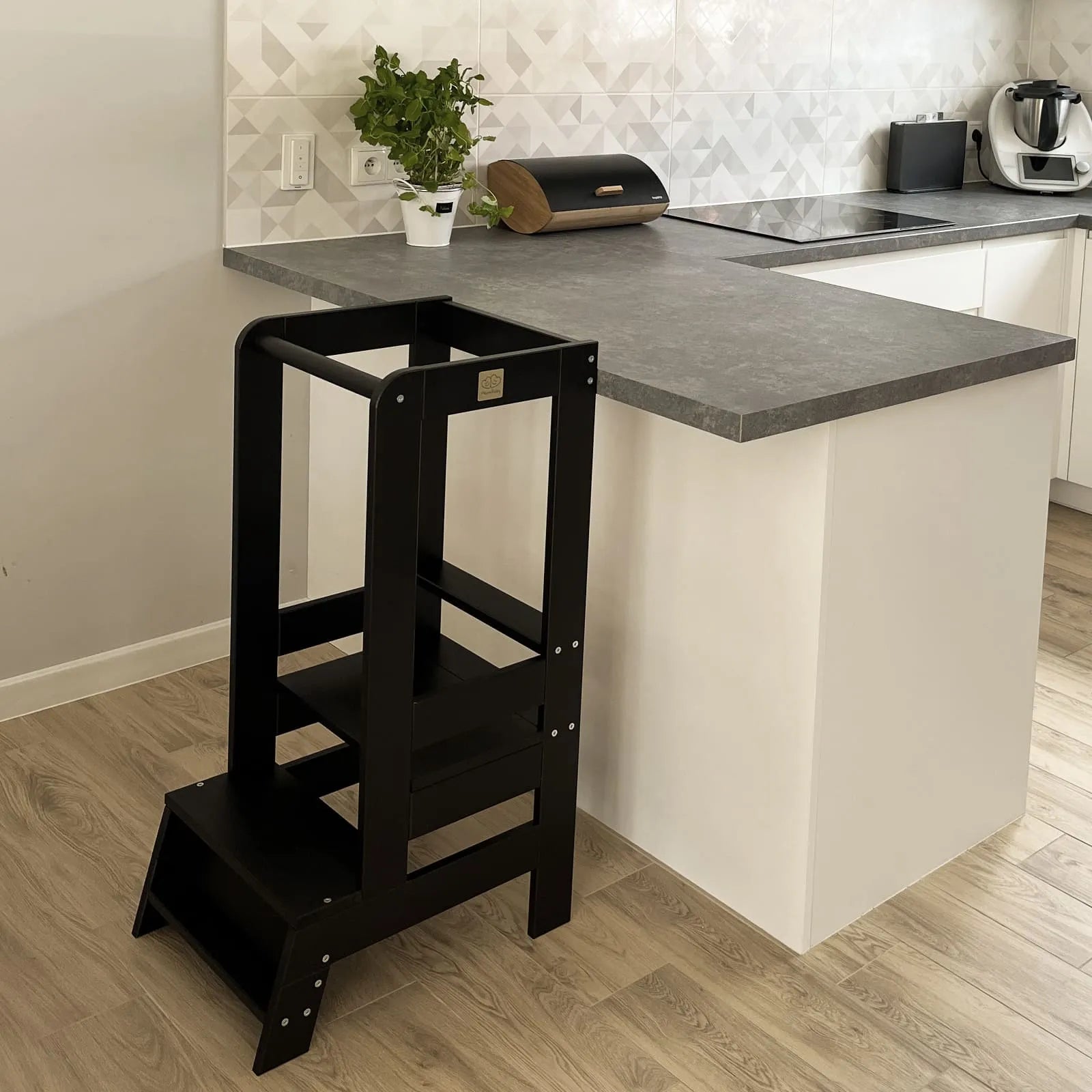 Drevený Kuchynský Pomocník Učebná Veža čierna Veže Meowbaby