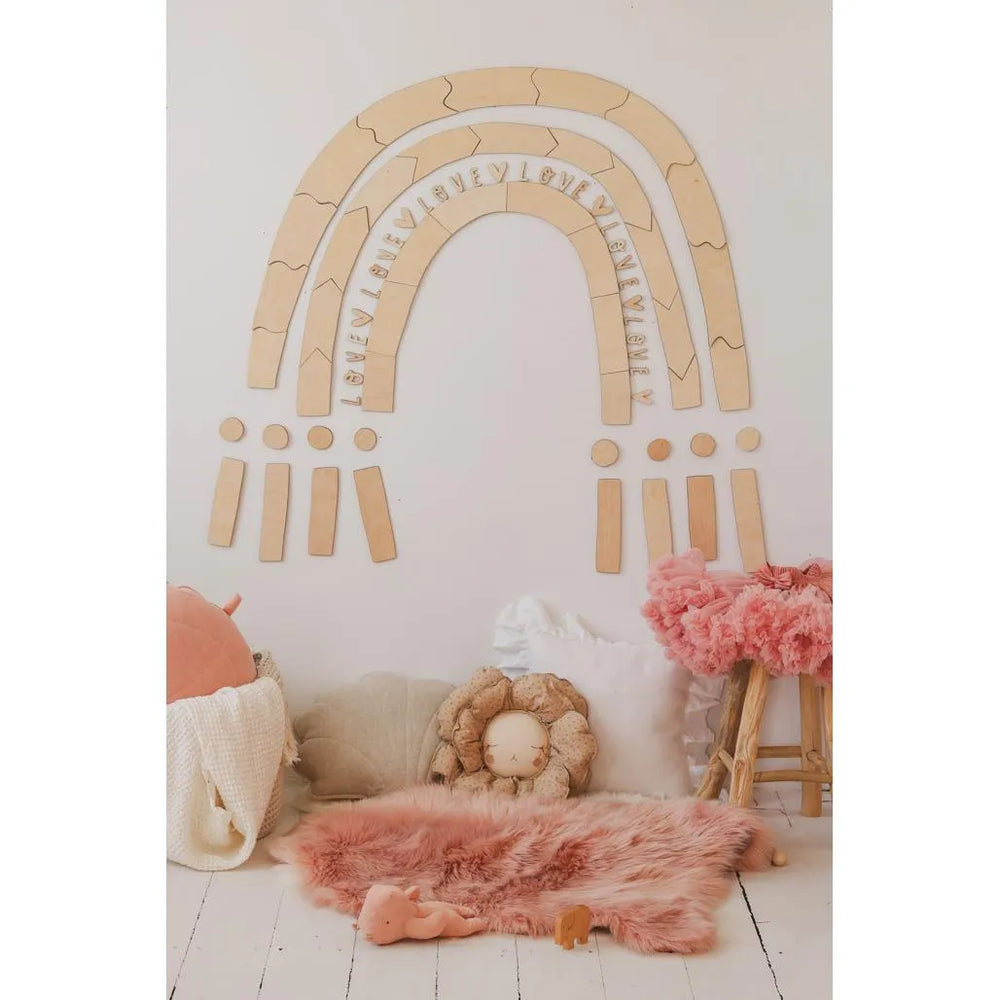 Arc-en-ciel - Décoration murale en bois Taille m - 98 cm x 100 cm - Mur - À découper maintenant