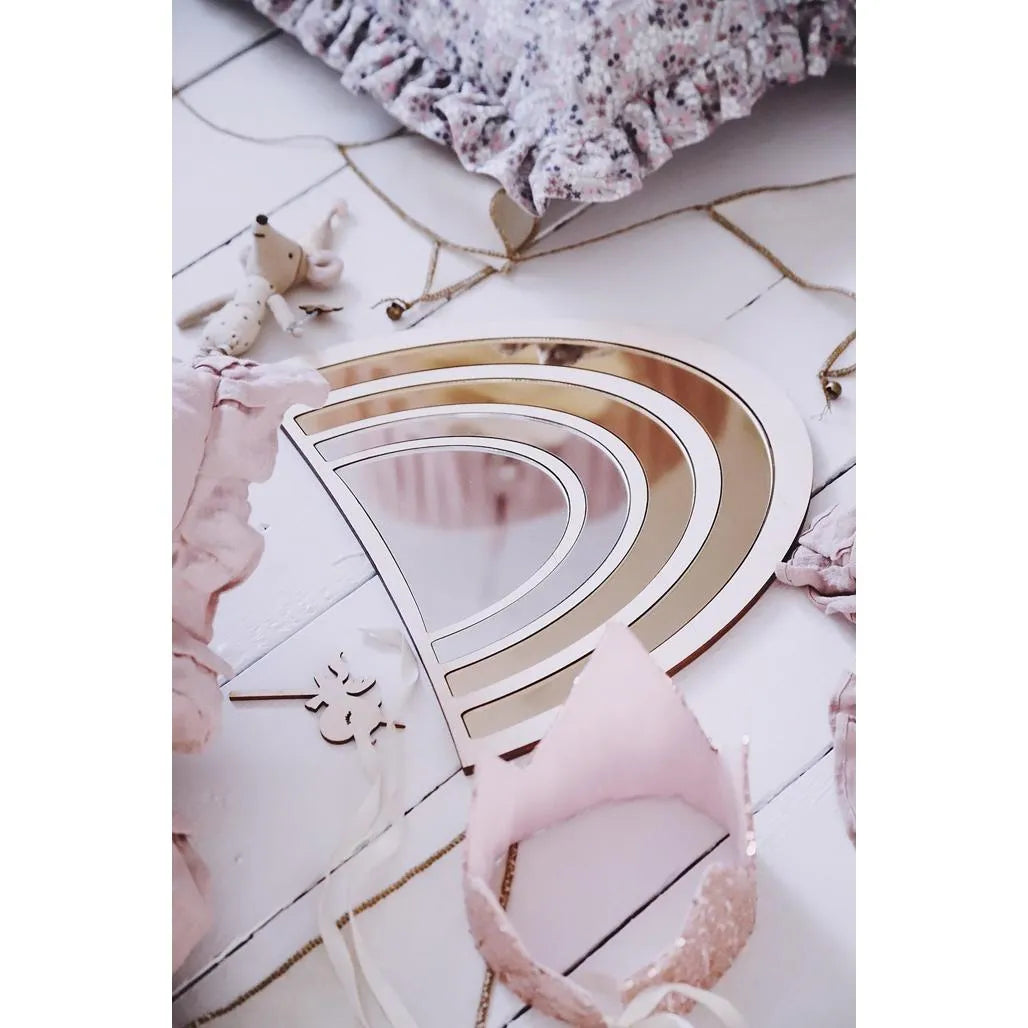 Rainbow Mirror - Safety Acrylic and Wooden Suitable for Children - 29cmx25cm - Wall Decoration - Cut It Now