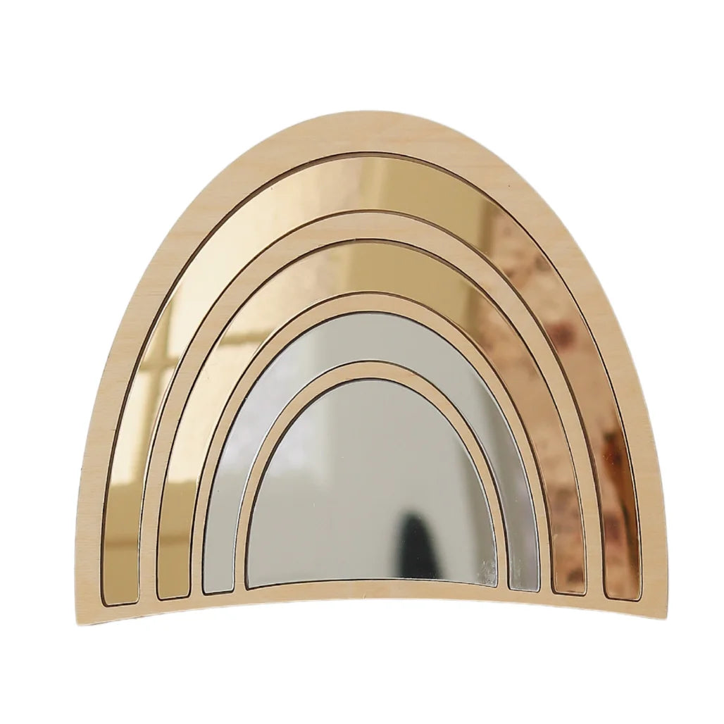 Espejo Arcoíris - Seguro de Acrílico y Madera Apto para Niños - 29cmx25cm - Decoración de Pared - Cut It Now