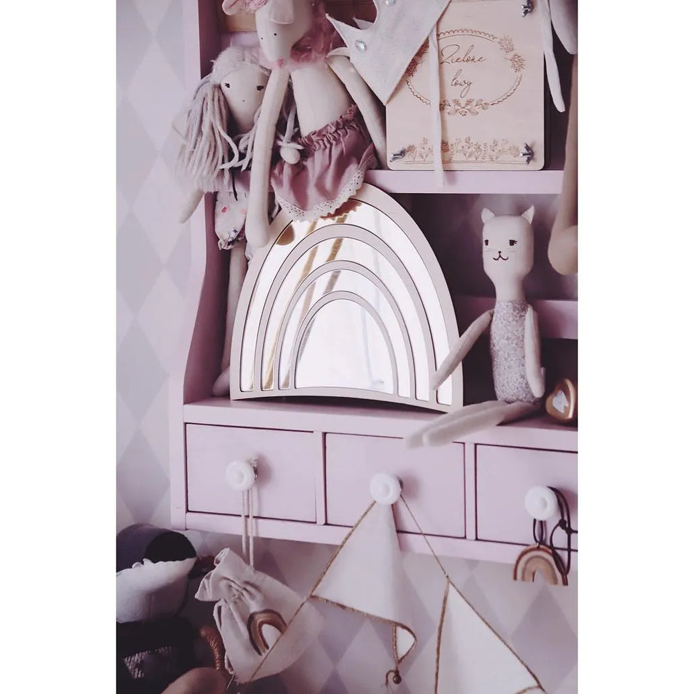 Rainbow Mirror - Safety Acrylic and Wooden Suitable for Children - 29cmx25cm - Wall Decoration - Cut It Now