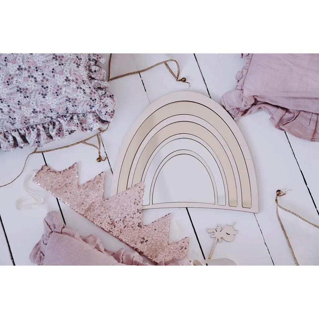 Rainbow Mirror - Safety Acrylic and Wooden Suitable for Children - 29cmx25cm - Wall Decoration - Cut It Now