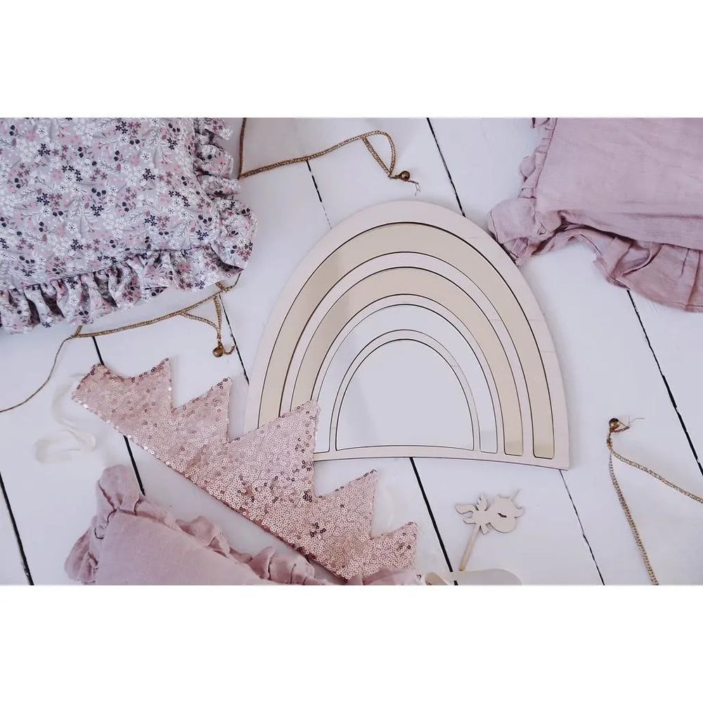 Rainbow Mirror - Safety Acrylic and Wooden Suitable for Children - 29cmx25cm - Wall Decoration - Cut It Now