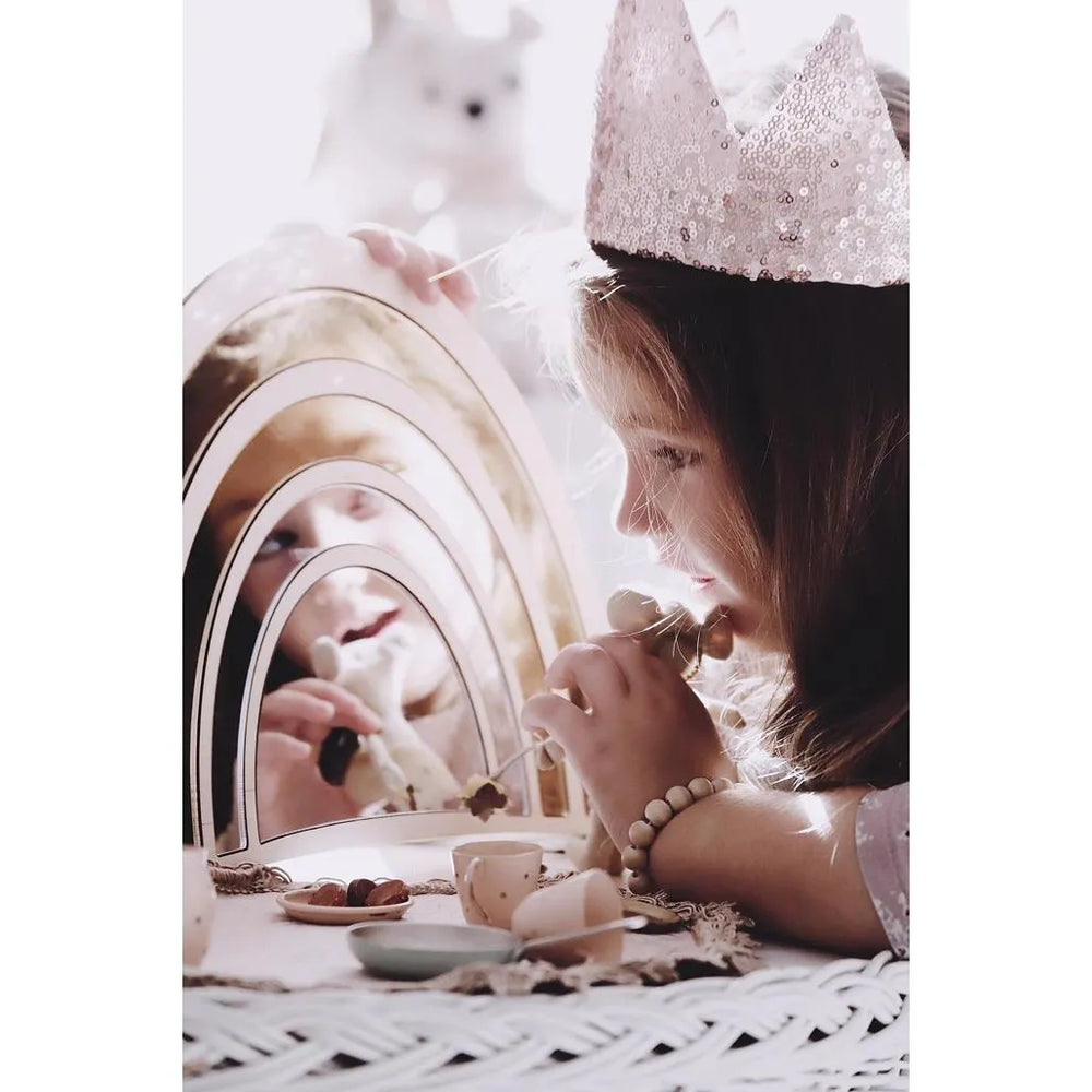 Rainbow Mirror - Safety Acrylic and Wooden Suitable for Children - 29cmx25cm - Wall Decoration - Cut It Now