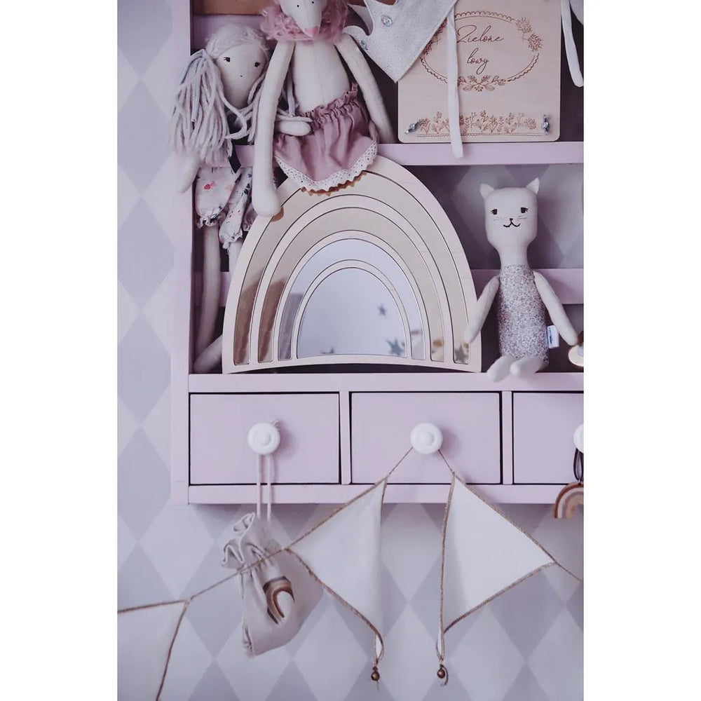 Rainbow Mirror - Safety Acrylic and Wooden Suitable for Children - 29cmx25cm - Wall Decoration - Cut It Now