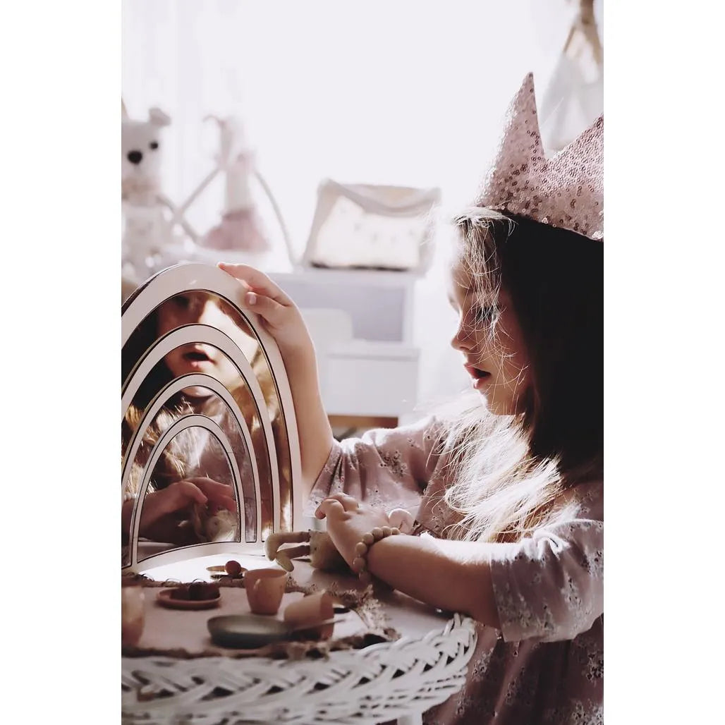 Rainbow Mirror - Safety Acrylic and Wooden Suitable for Children - 29cmx25cm - Wall Decoration - Cut It Now