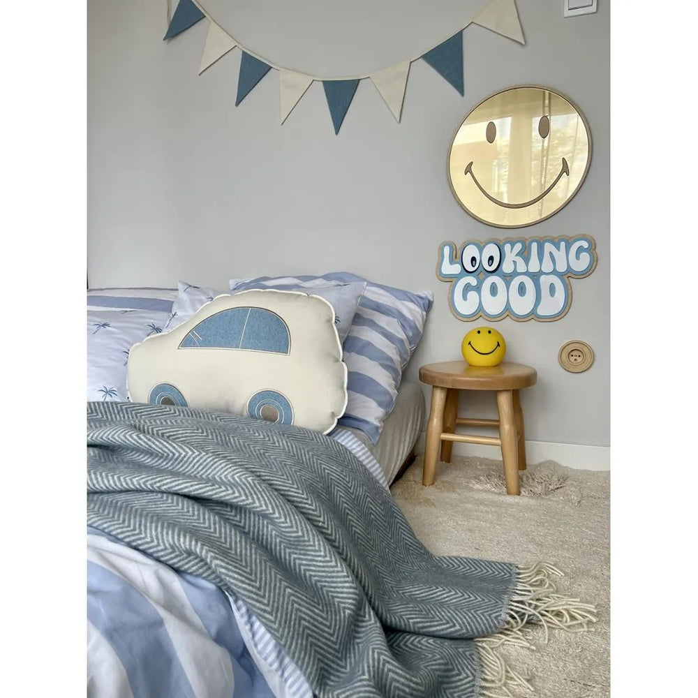 Emoji Mirror - Children's Safety Acrylic and Wooden - 40cmx40cm - Wall Decoration - Cut It Now