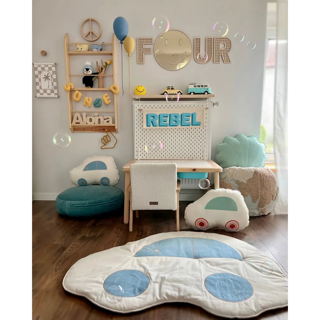 Emoji Mirror - Children's Safety Acrylic and Wooden - 40cmx40cm - Wall Decoration - Cut It Now