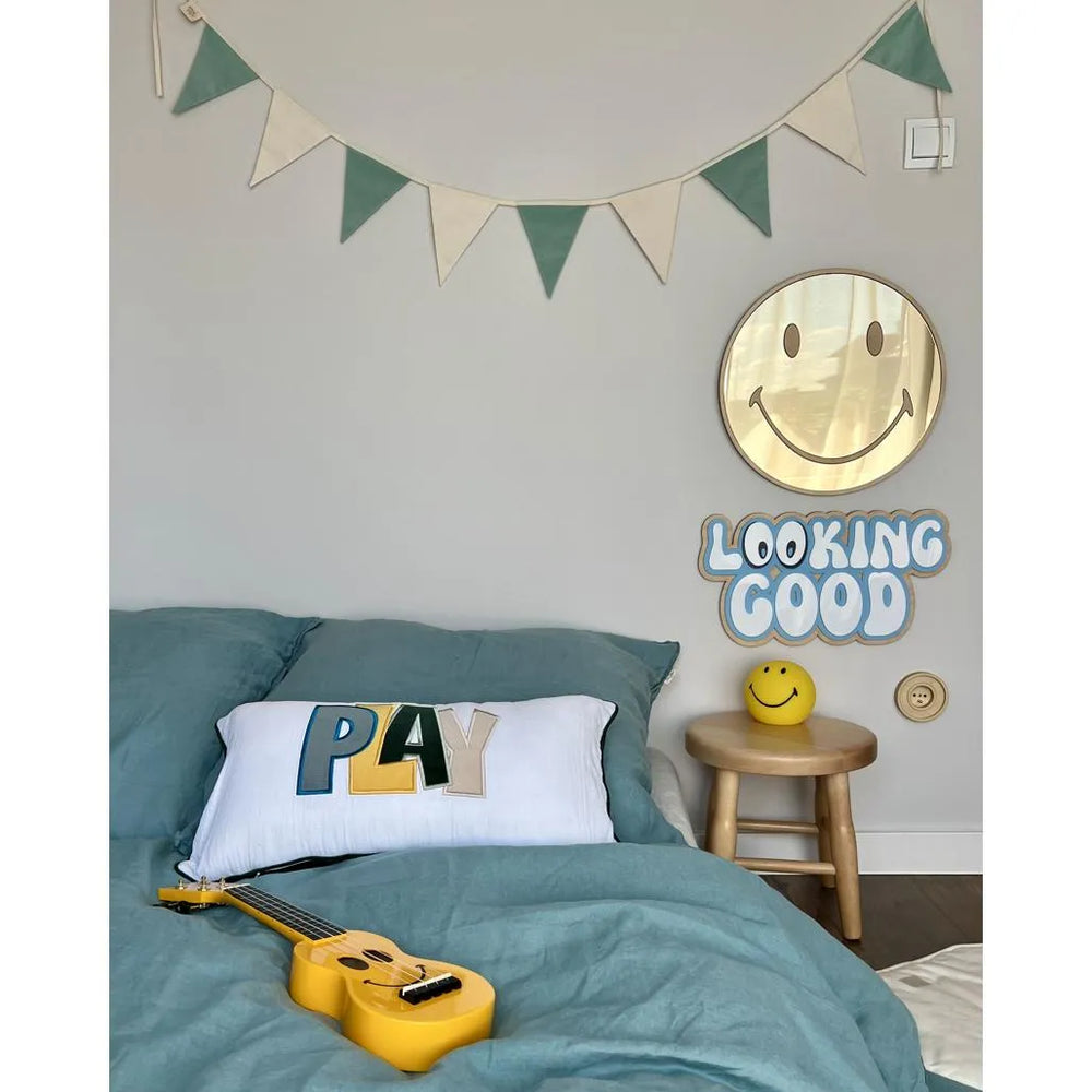Emoji Mirror - Children's Safety Acrylic and Wooden - 40cmx40cm - Wall Decoration - Cut It Now