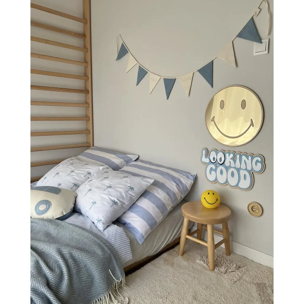 Emoji Mirror - Children's Safety Acrylic and Wooden - 40cmx40cm - Wall Decoration - Cut It Now