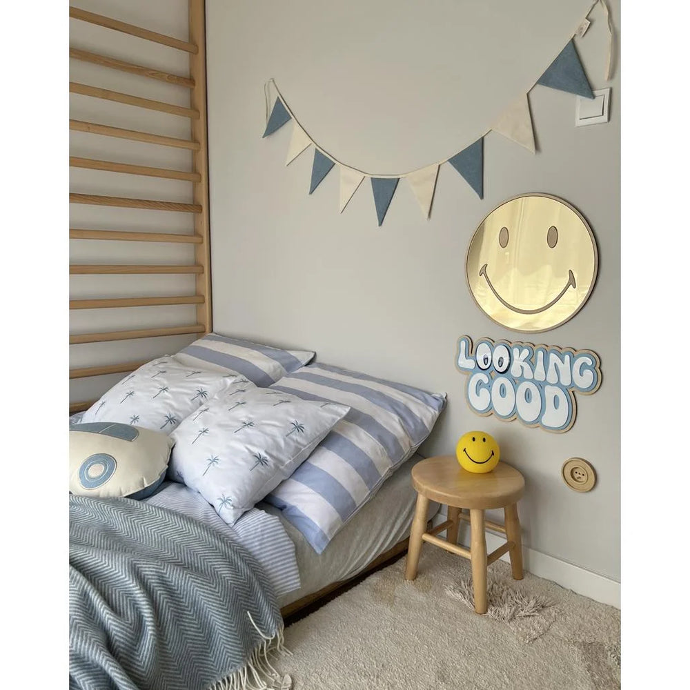 Emoji Zrkadlo - Detské Bezpečnostné Akrylové a Drevené - 40cmx40cm - Nástenná Dekorácia - Cut It Now