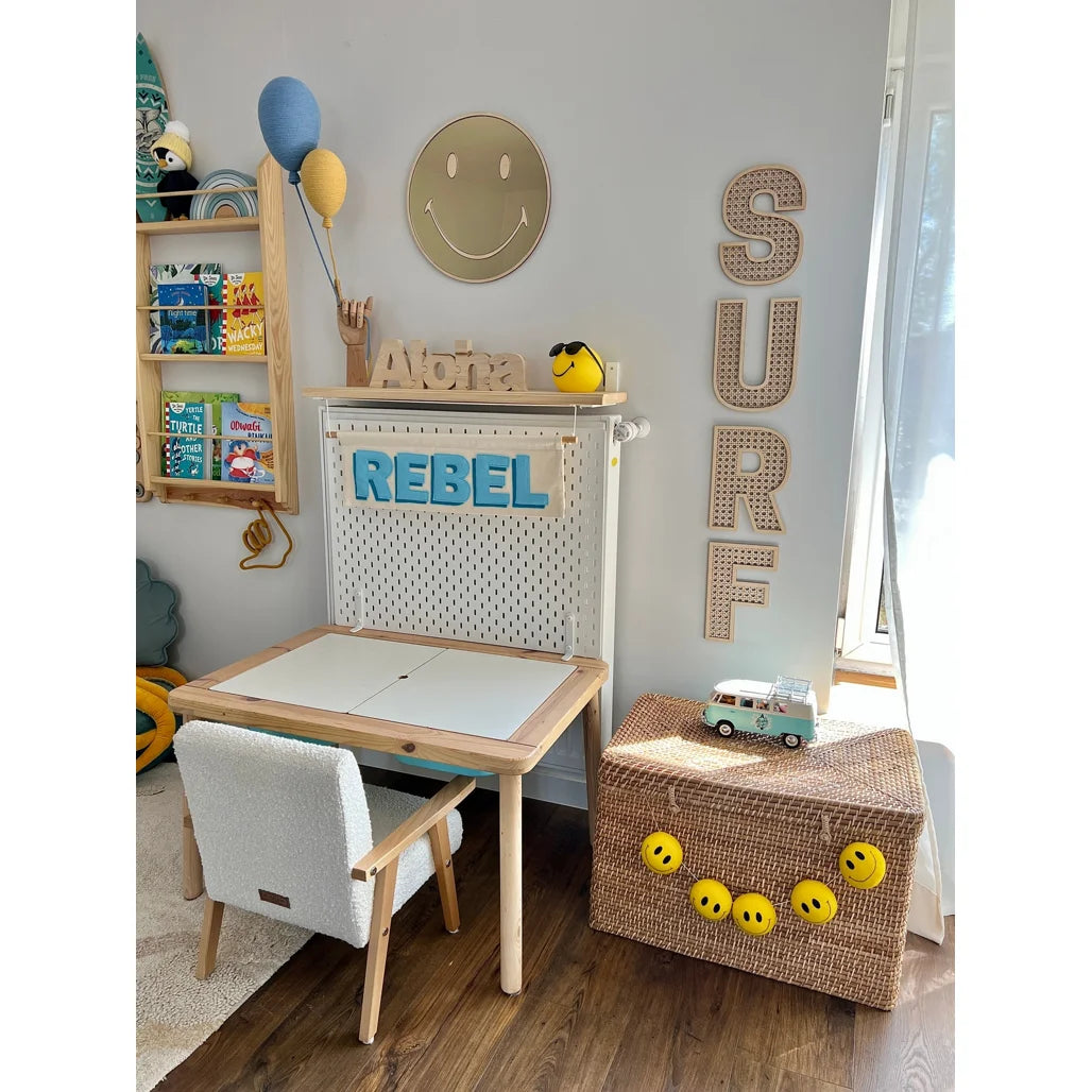 Emoji Zrkadlo - Detské Bezpečnostné Akrylové a Drevené - 40cmx40cm - Nástenná Dekorácia - Cut It Now