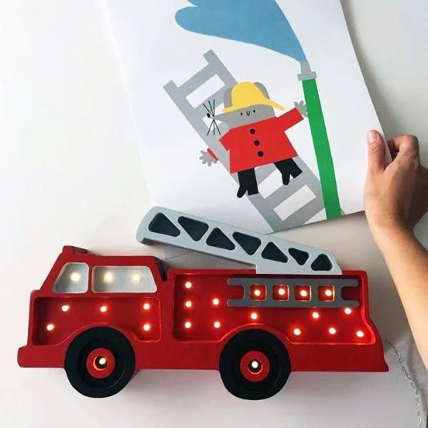 Lâmpada Carro de Bombeiros - Lâmpadas de Madeira - Little Lights
