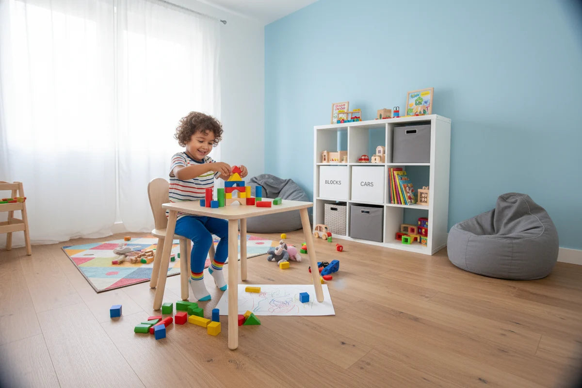 Ensemble assise pour enfant : table et chaise en bois Lapin
