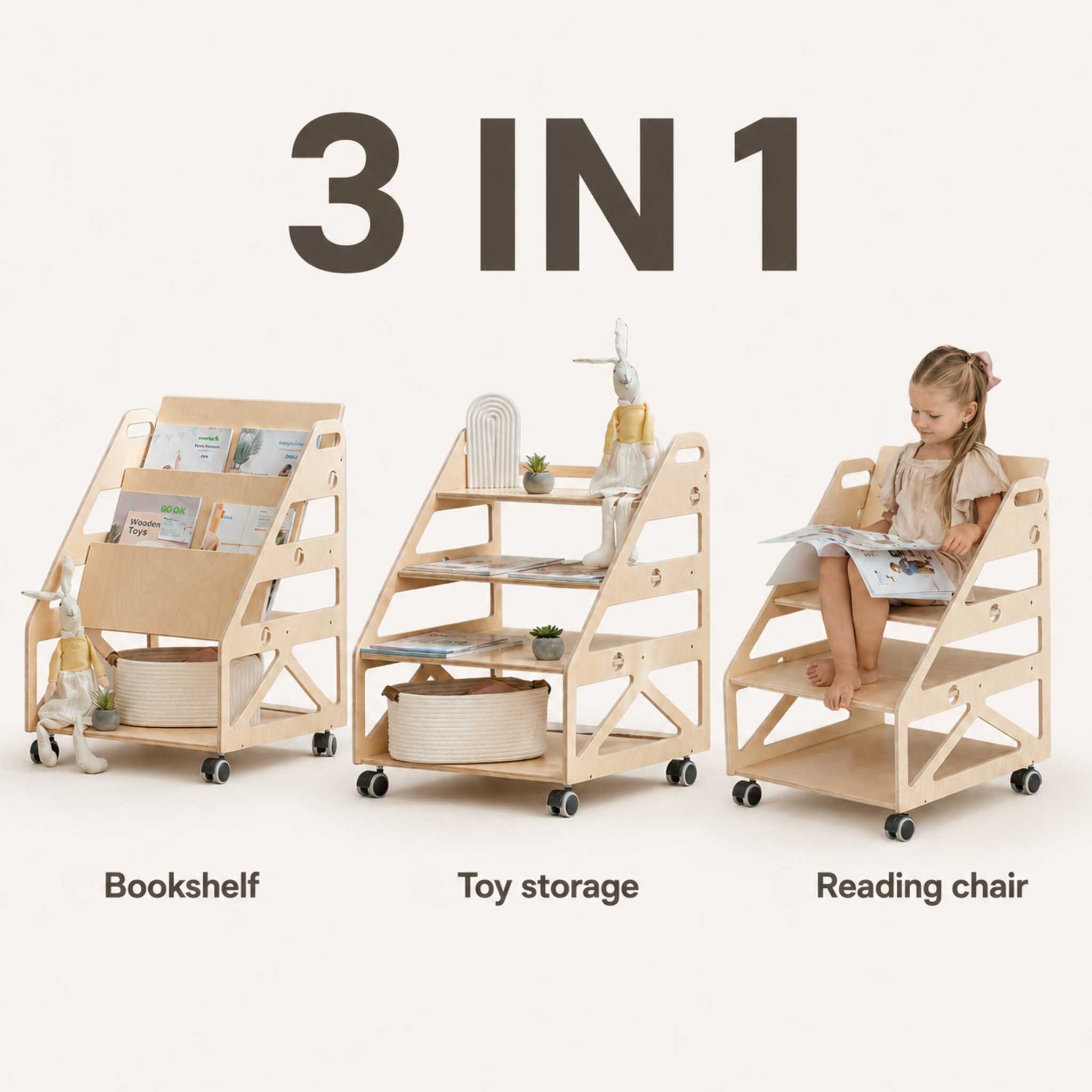 Leg&Go 3-i-1 reol på hjul