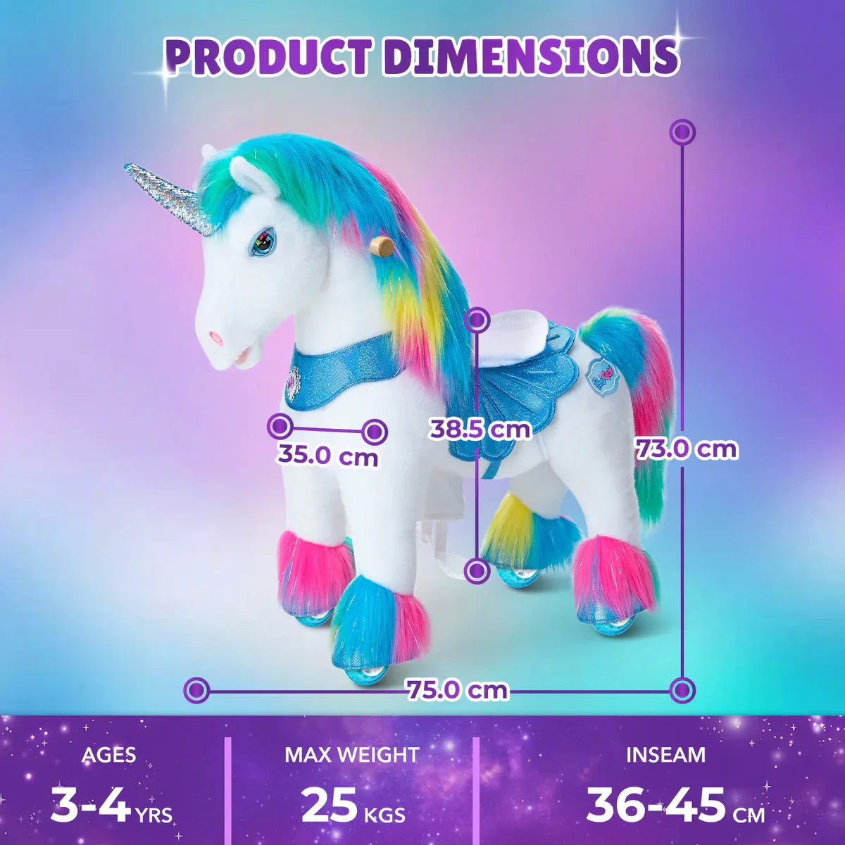 Jazdecký Jednorožec - Dúhový - Model y - Jazdecké Koníky - Ponycycle