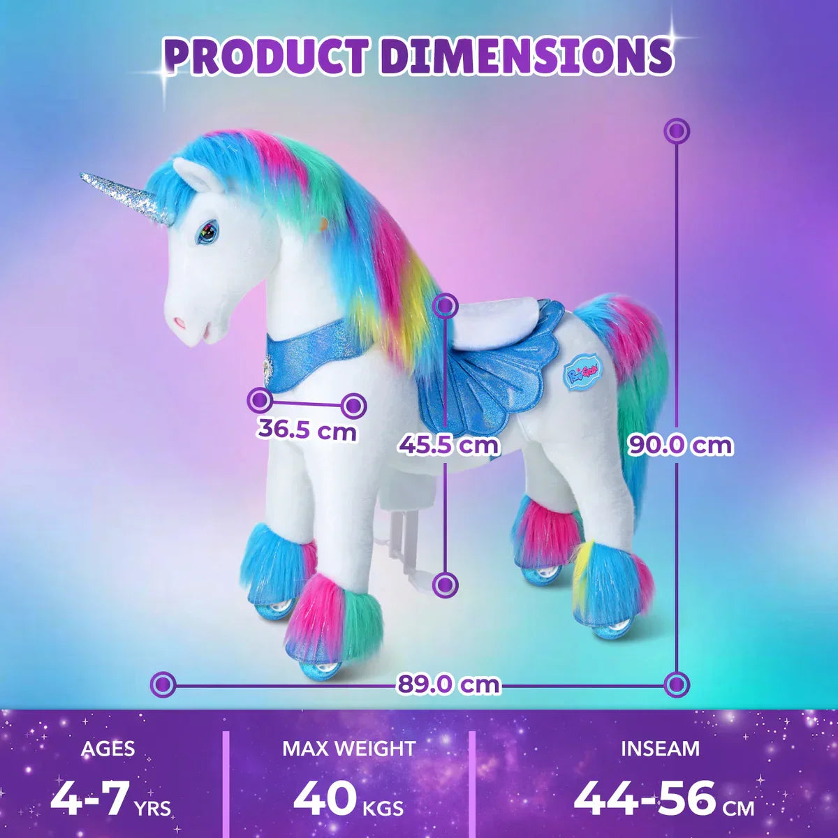 Jazdecký Jednorožec - Dúhový - Model y - Jazdecké Koníky - Ponycycle