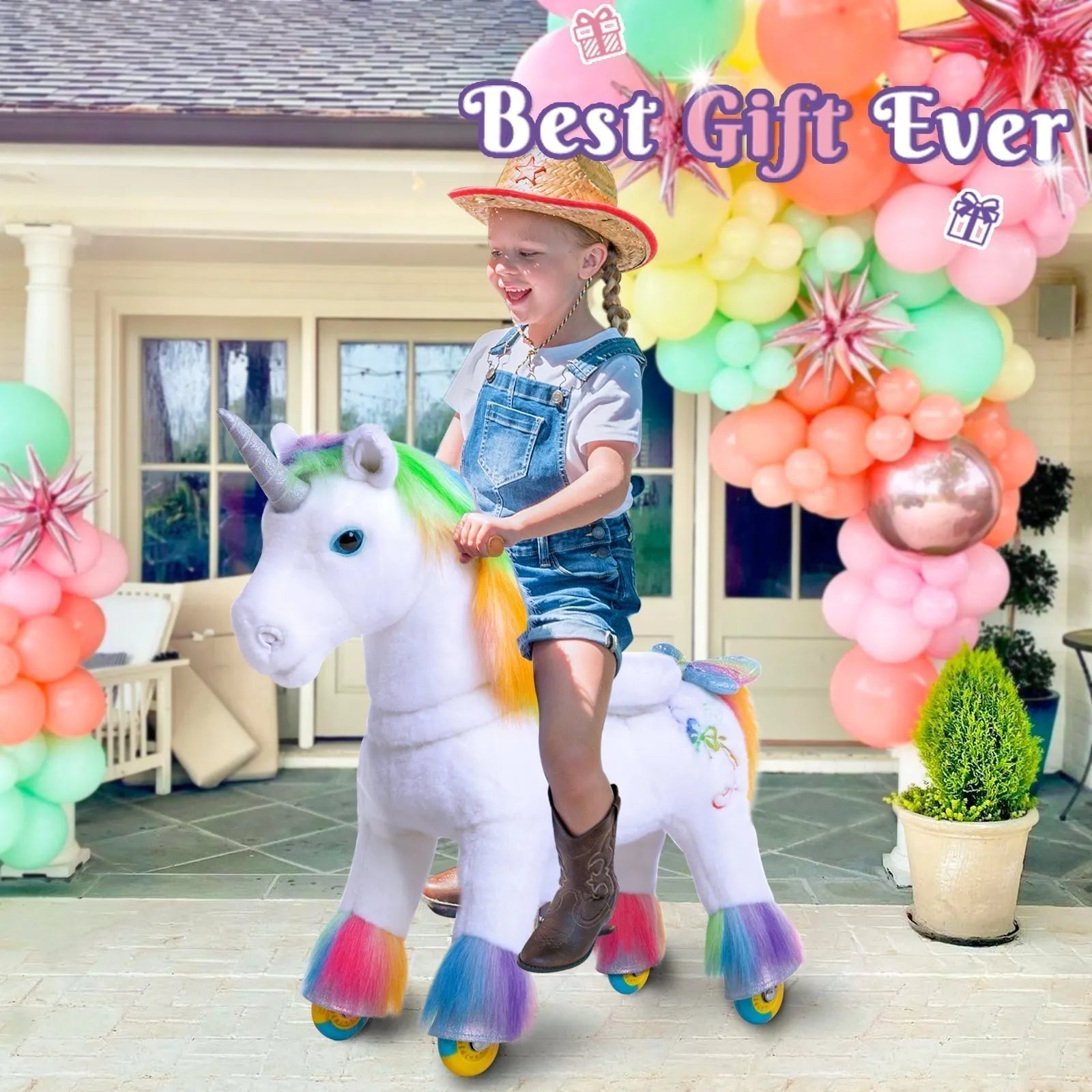 Riding Unicorn Model x - 4 To 8 Years - Rainbow - Ponycycle - Riding Ponies