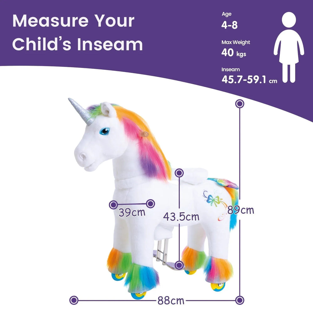 Riding Unicorn Model x - 4 To 8 Years - Rainbow - Ponycycle - Riding Ponies