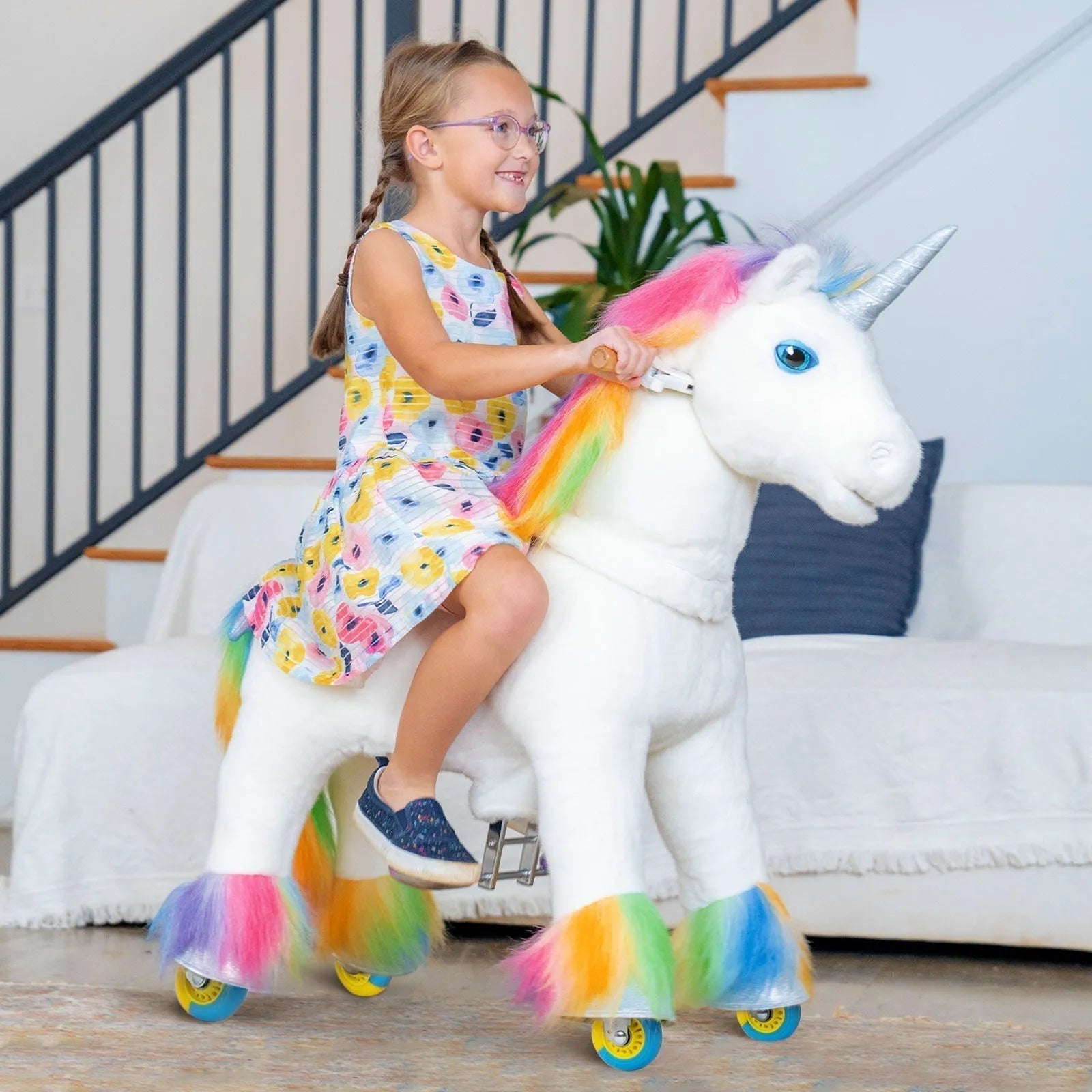 Riding Unicorn Model x - 4 To 8 Years - Rainbow - Ponycycle - Riding Ponies