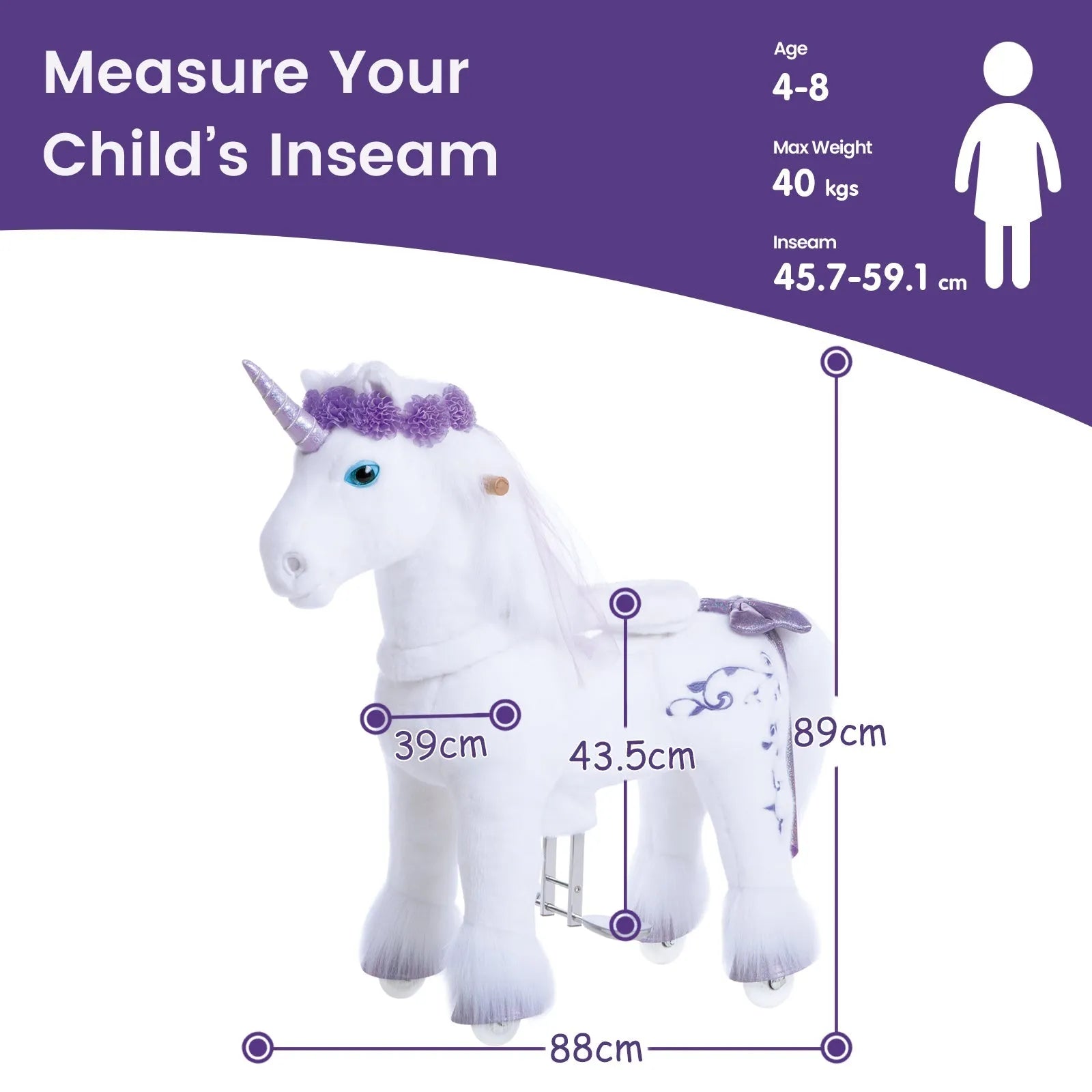 Riding Unicorn Model x - 4 To 8 Years - Purple - Ponycycle - Riding Ponies