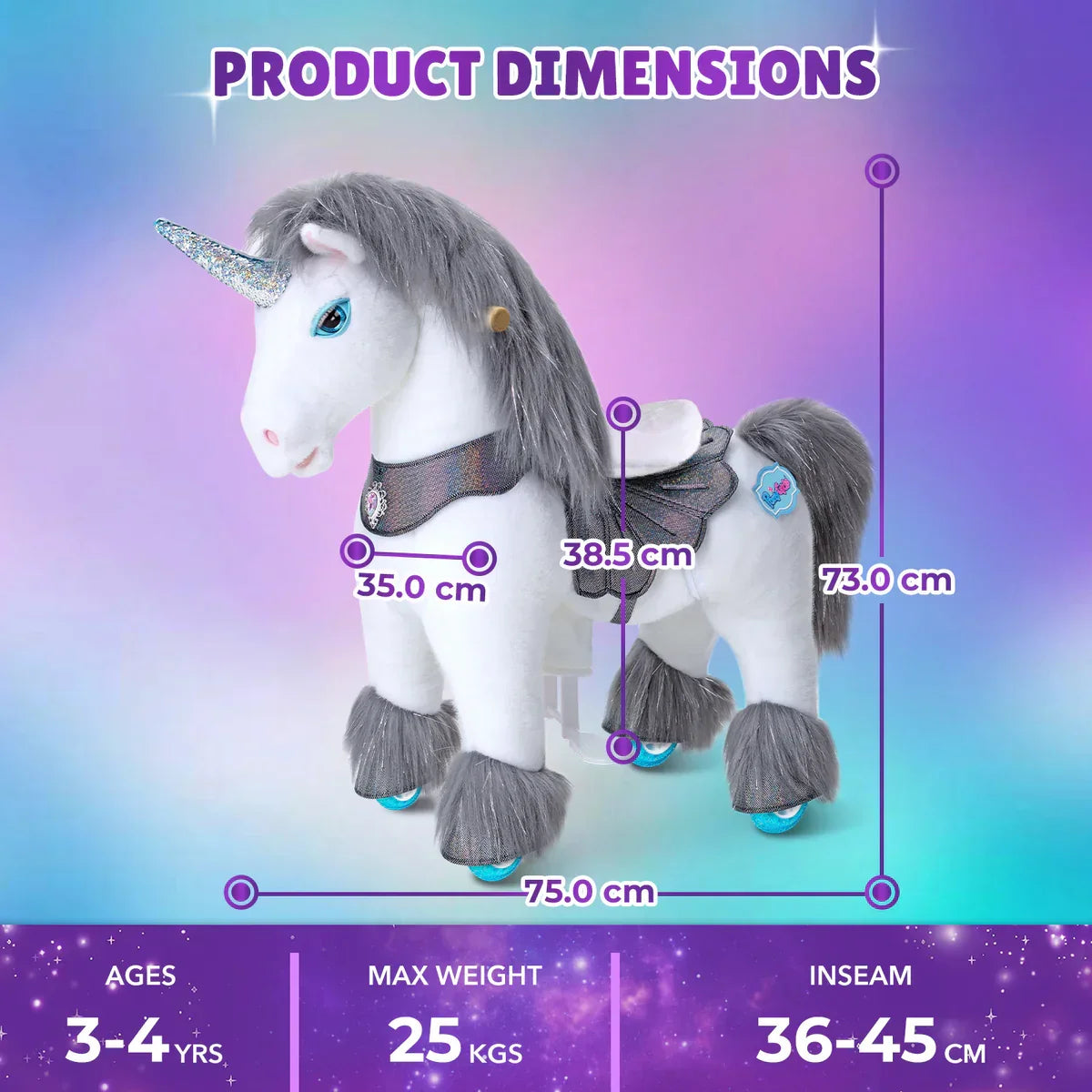 Jazdecký Jednorožec - Sivý - Model y - Jazdecké Koníky - Ponycycle