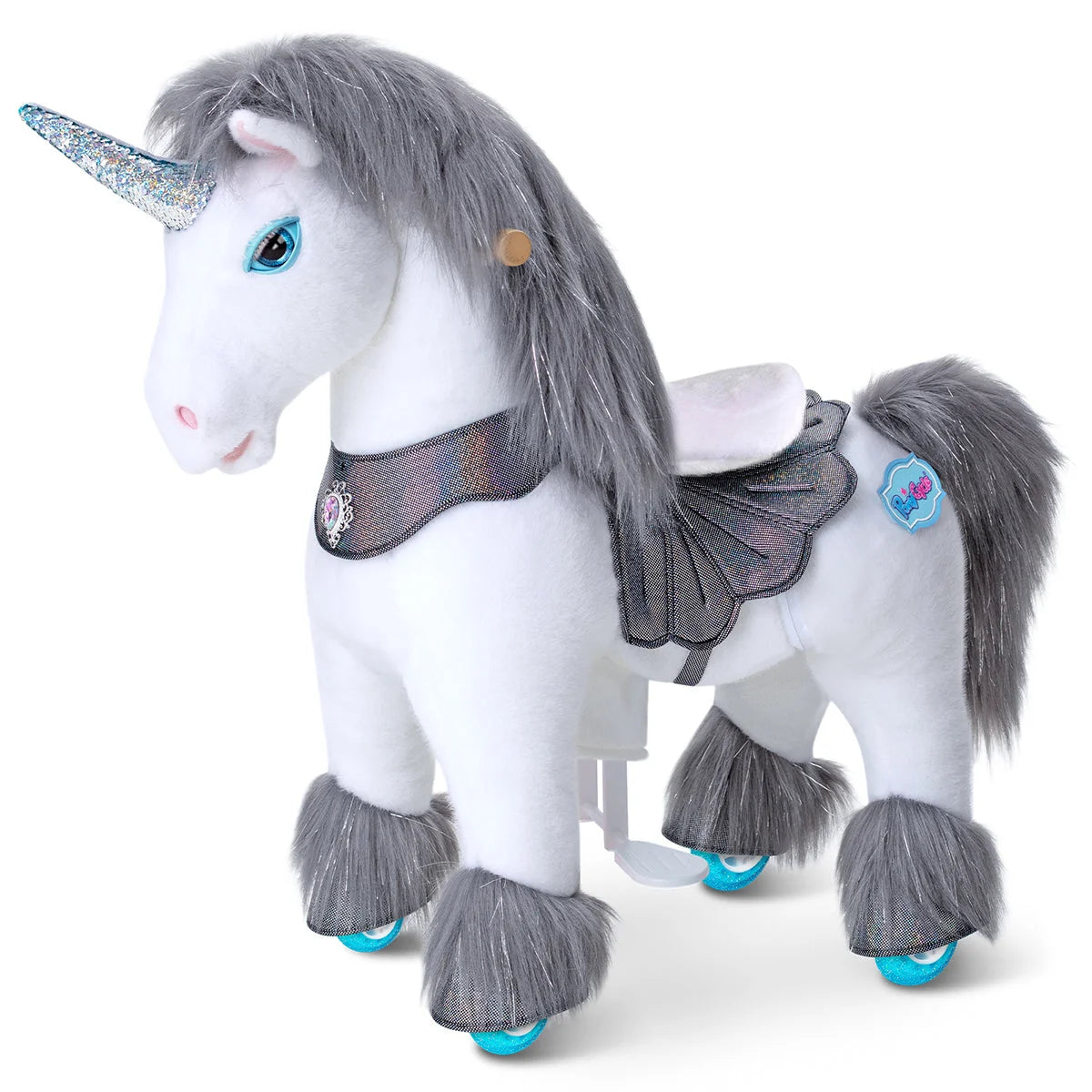 Cavalcabile Unicorno - Grigio - Modello y - Cavallini a Dondolo - Ponycycle