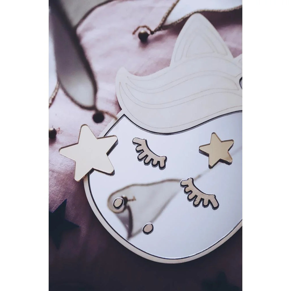 Espejo de Unicornio - Infantil, Acrílico y Madera de Seguridad - 30cmx19cm - Decoración de Pared - Cut It Now