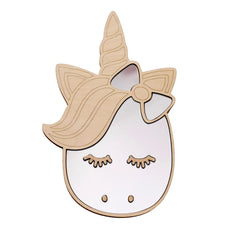 Unicorn Mirror - Child Safety Acrylic and Wooden - 30cmx19cm - Wall Decoration - Cut It Now