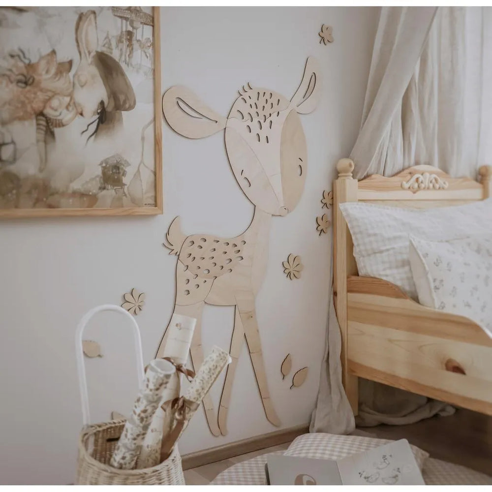 Cerf - Décoration murale en bois de la collection Animaux de la forêt Taille m - 140cmx78cm - Mur - À découper maintenant