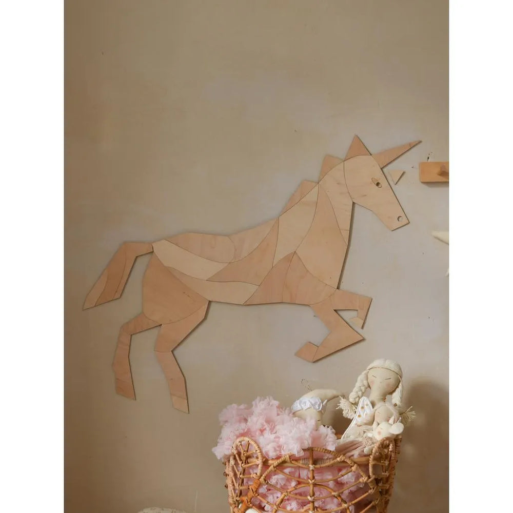 Cavallo - Unicorno - Decorazione da parete in legno - Taglia S - 65 cm x 75 cm - Parete - Taglialo ora