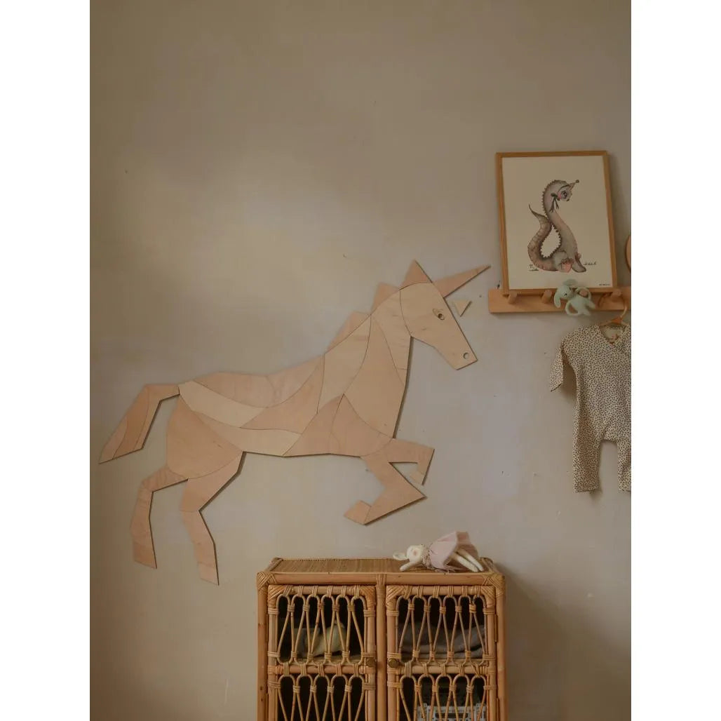 Cavallo - Unicorno - Decorazione da parete in legno - Taglia S - 65 cm x 75 cm - Parete - Taglialo ora