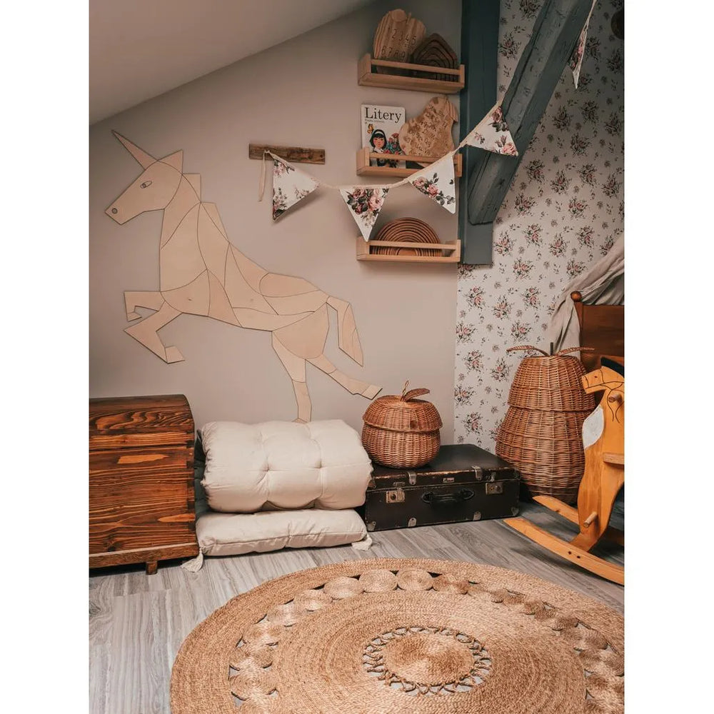 Cavallo - Unicorno - Decorazione da parete in legno - Taglia S - 65 cm x 75 cm - Parete - Taglialo ora