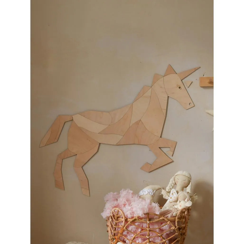 Cavallo - Unicorno - Decorazione da parete in legno - Taglia m - 93cmx110cm - Parete - Taglialo ora