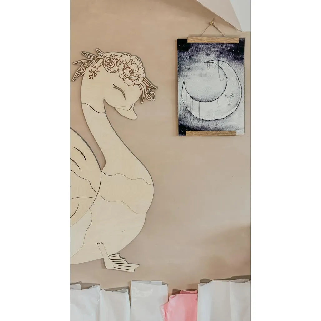 Cigno - Decorazione da parete in legno, misura S - 78 cm x 68 cm - Parete - Taglialo ora