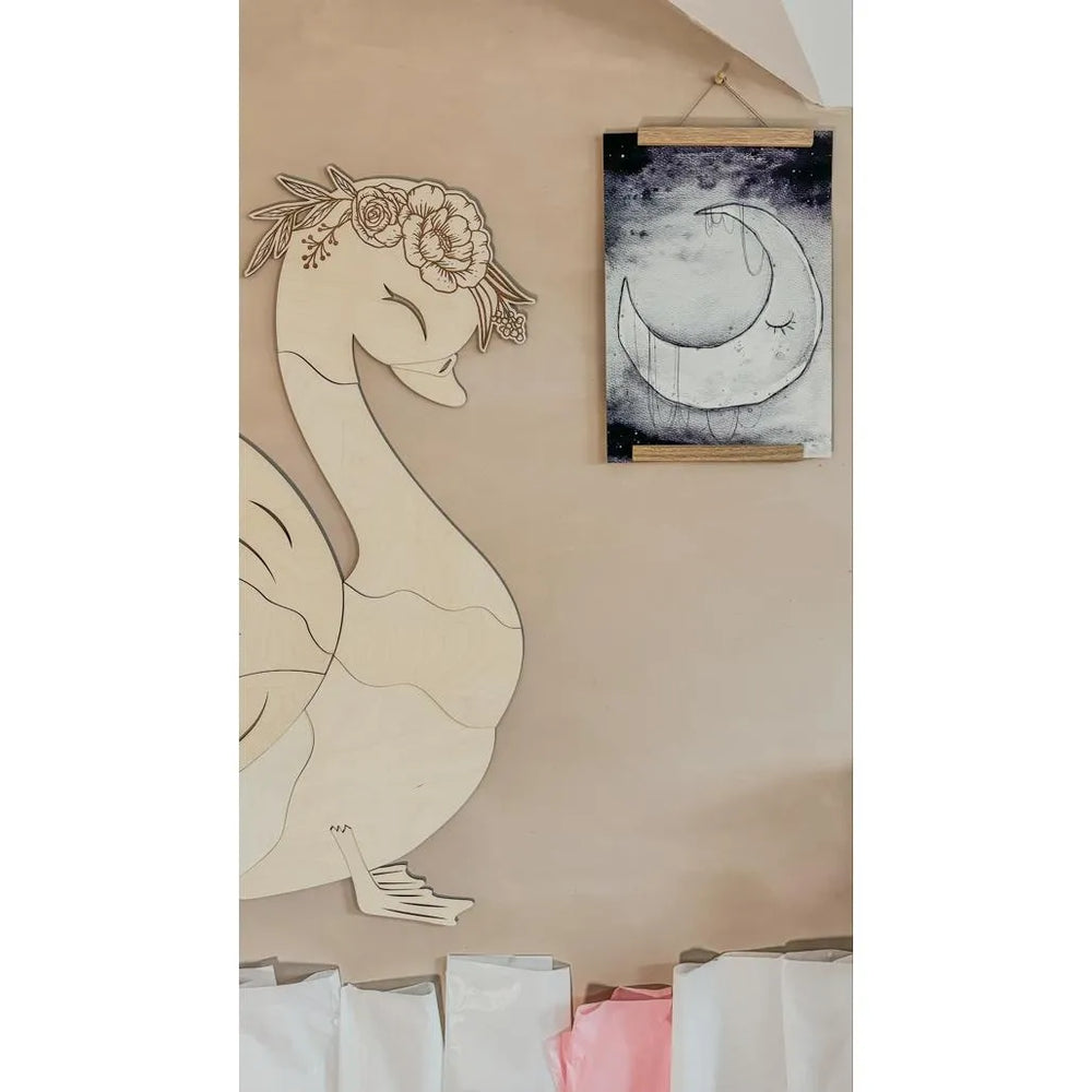 Cigno - Decorazione da parete in legno, misura S - 78 cm x 68 cm - Parete - Taglialo ora